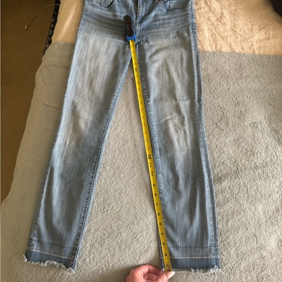 Anthropologie Pilcro Slim Straight Frayed Hem Denim Jeans Ankle Size 31 Tall - Picture 16 of 16